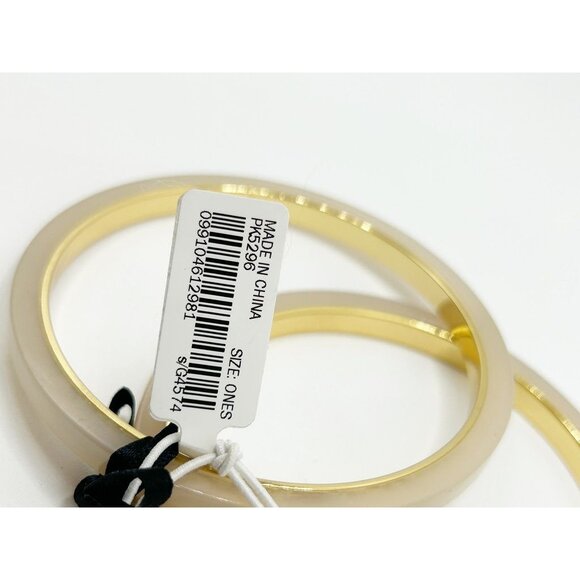 J. Crew Thin Resin Bangle Set of 2 in Cream / Gold Tone - NWT - Picture 5 of 5